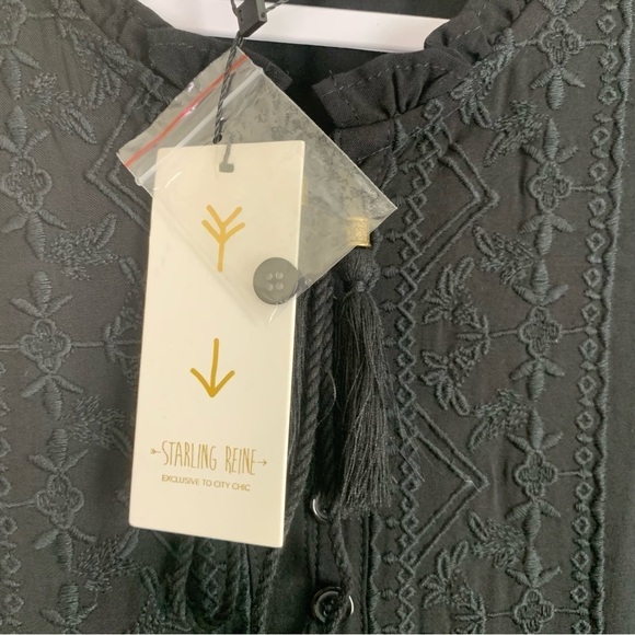 Starling Reine black embroidered bloom LS maxi dress - Picture 8 of 10